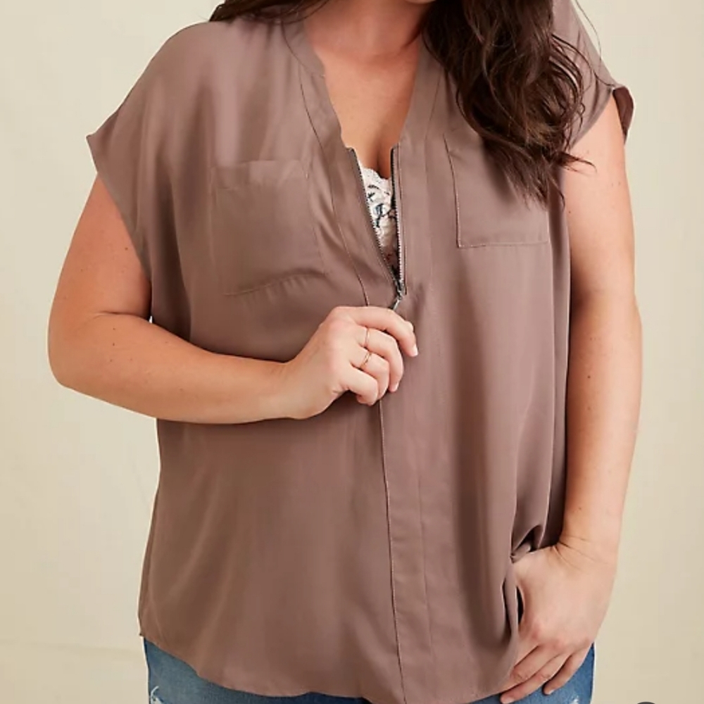 NWOT Torrid Taupe Blouse